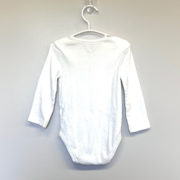 Carters White eyelet design long sleeve onesie : 18 Months - Picture 2 of 3